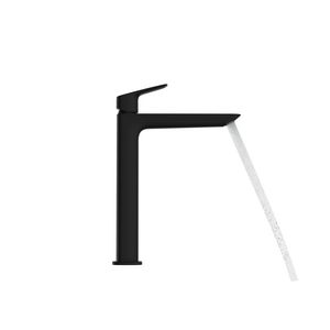 Logis 1-hendel wastafelkraan 240 voor waskommen met trekwaste mat zwart