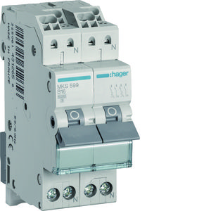 Installatieautomaat / fornuisgroep 2x 1-polig + Nul 16A B-karakteristiek 6kA quickconnect