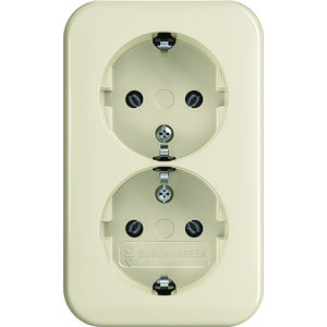 Wandcontactdoos ra dubbel opb AP creme