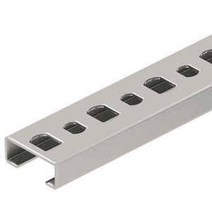 Lengte a 2m. profielrail geperforeerd sleufbreedte 11mm 20x8mm rvs