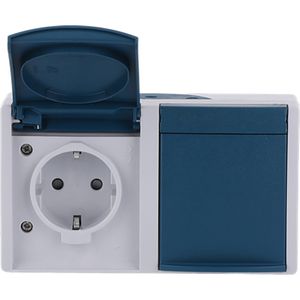 Wandcontactdoos ra dubbel hor kv kd opb IP44 ocean (20/2 EBW-53)