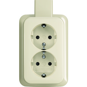 Wandcontactdoos ra dubbel kv + plaat opb AP creme