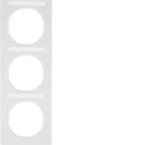 Afdekraam 3-v vert. met tekstveld berker R.3 polar wit glans