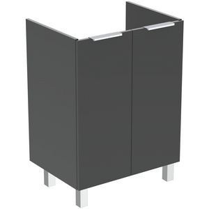 Wastafelmeubel 600x440x825mm m. 2 deuren grijs m. poten Tiempo