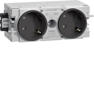 Wandcontactdoos 2-V Ecoline 45gr. Wago C-profiel zwart