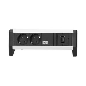 DESK 1 2x 230V RA 1x HDMI 1m GST o.g. incl. klem zwart/alu