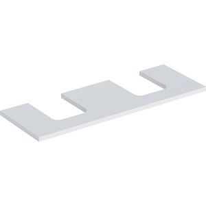Wastafelblad voor opzetwastafel 135cm mat wit uitsparing afgerond links + rechts ONE