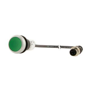 Drukknop RMQ Compact groen vlak terugv. 1no/0nc M12A P1