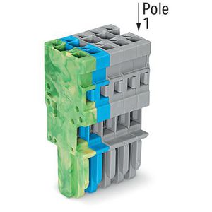 1-draads female steker CAGE CLAMP 4mm2 grijs/blauw/g VVE=50