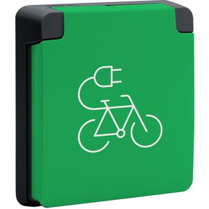 Spuitwaterdicht fietsoplaadpunt 16A/250Vac insteek zwart