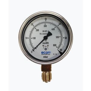 Manometer 100mm 0-60mbar 1/2" bt. radiaal