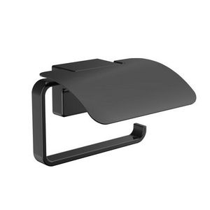 Cue toiletrolhouder met klep zwaart