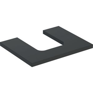 Wastafelblad voor opzetwastafel 60cm lava mat uitsparing afgerond gecentreerd ONE