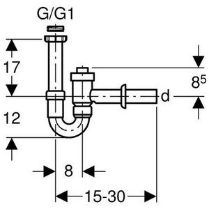 Buissifon afsluitbaar 1.1/2"x40mm wit met rozet+dichtingen