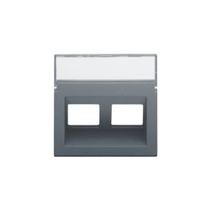 Centraalplaat data 2x RJ schuine uitgang blue grey coated