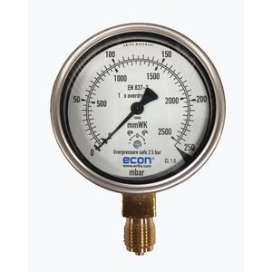 Manometer 100mm 0-250mbar 1/2" bt. radiaal