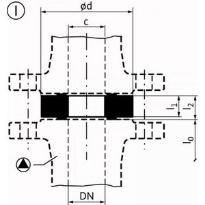 Vulflens incl. bev.mat. F5 DN50 PN6 35mm