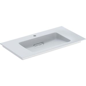 Meubelwastafel afleg L/R 90x48cm afvoer horizontaal met kraangat gecentreerd wit Keratect ONE incl. sifon