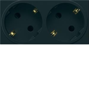 Wandcontactdoos steekklem 2-voudig Gallery zwart