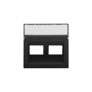 Centraalplaat data 2x RJ schuine uitgang piano black coated