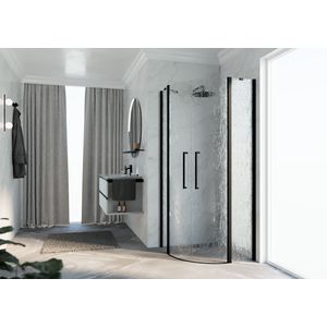 Douchewand Young R2 kwartrond 775-795x2000mm aqua zwart