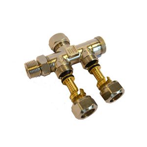 Onderblok 2-pijps M22 instelbaar +14x2 VPE koppeling