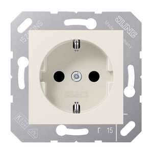 Wandcontactdoos 50x50 wit besch.cont. en aanr.veil.