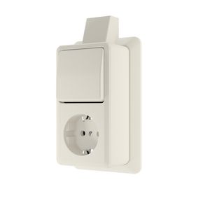 AP600 wandcontactdoos 1v RA+schak 1p/w + montageplaat wit VVE=10