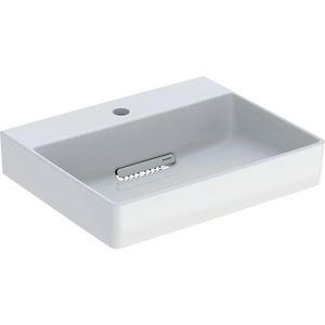 Wastafel afvoer horizontaal 50x41cm met kraangat wit Keratect ONE incl. sifon