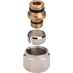 Schroefkoppeling 16x2 messing/mat-vernikkelt