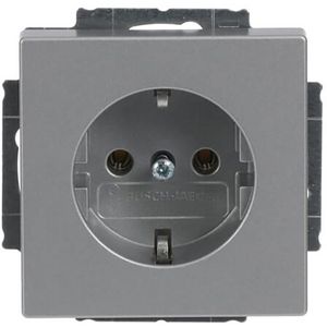 Wandcontactdoos randaarde Centraalplaat inbouw f-aluzilver (20 EUC-83)