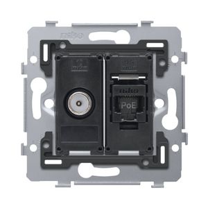 Combinatie coax met RJ45-aansl. UTP Cat. 6A PoE++ vlak