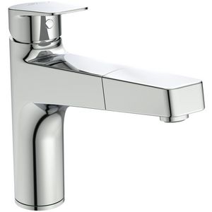 keukenmengkraan hoog uittrekbare handdouche 1 straalsoort chroom B