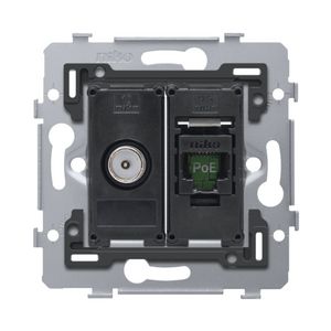 Combinatie coax met RJ45-aansl. UTP Cat. 6 PoE++ vlak