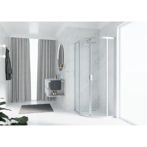 Douchewand Lunes 2.0 R kwartrond 900-900x1950mm glas helder profiel matchroom