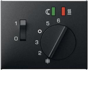 Centraalstuk regelknop en wip en 2 LED´s antraciet mat K.1