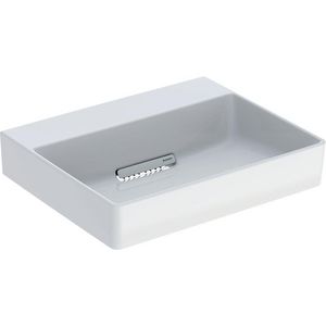 Opzetwastafel rechthoekig afvoer horizontaal 50x41cm zonder kraangat wit Keratect ONE incl. sifon