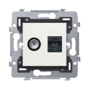 Combinatie coax met RJ45-aansl. UTP Cat. 6 PoE++ vlak white