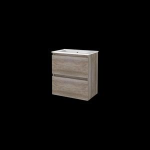 Set START-39 onderkast scotch oak 60cm greeploos 2x la porselein wastafel 1x kraangat (S39GL60PSO)