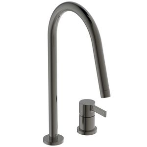 Keukenmengkraan 2-gats m. hoge ronde uitloop magnetic grey Gusto