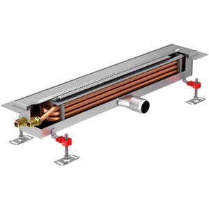 Douchegoot-WTW Showerdrain X  L=800mm met flens zijaansl. wateraansl. rechts incl. rooster/vast puthuis/stankslot VVE=6