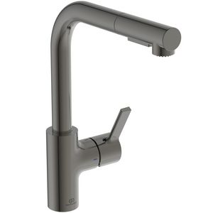 Keukenmengkraan m. hoge l-uit. uittrek han 2f magnetic grey Gusto