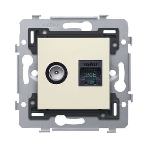 Combinatie coax met RJ45-aansl. UTP Cat. 6 PoE++ vlak cream