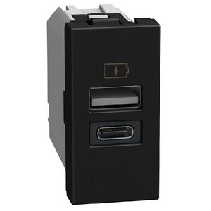 Light Now USB oplader type A+C - 15W - 1 module - zwart