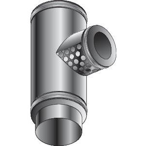T-stuk + luchttoevoer dubbelwandig RVS DP25 130mm Roccheggiani