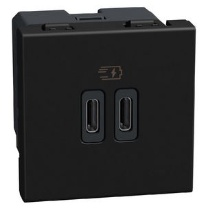 Light Now USB oplader type C+C - 15W - 2 modules - zwart