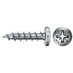 Spaanplaatschroef PowerFast 4,5x16 PZ bolkop VD verzinkt VVE=200