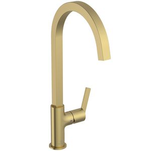 Keukenmengkraan m. hoge hoekige uitloop brushed gold Gusto
