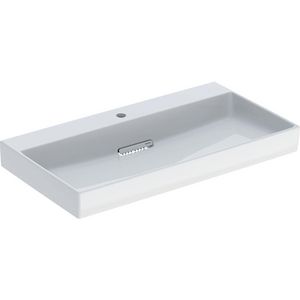 Wastafel 90x48cm afvoer horizontaal met kraangat gecentreerd wit Keratect ONE incl. sifon