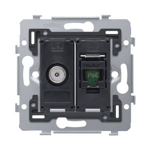 Combinatie coax met RJ45-aansl. UTP Cat. 5E PoE++ vlak